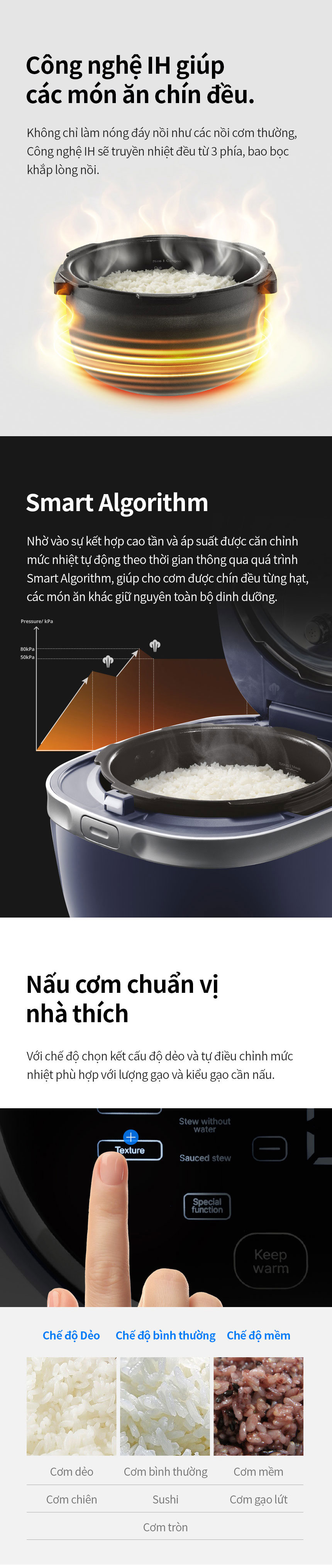 Nồi cơm điện cao tần áp suất LocknLock EJR526GRY 1.8L