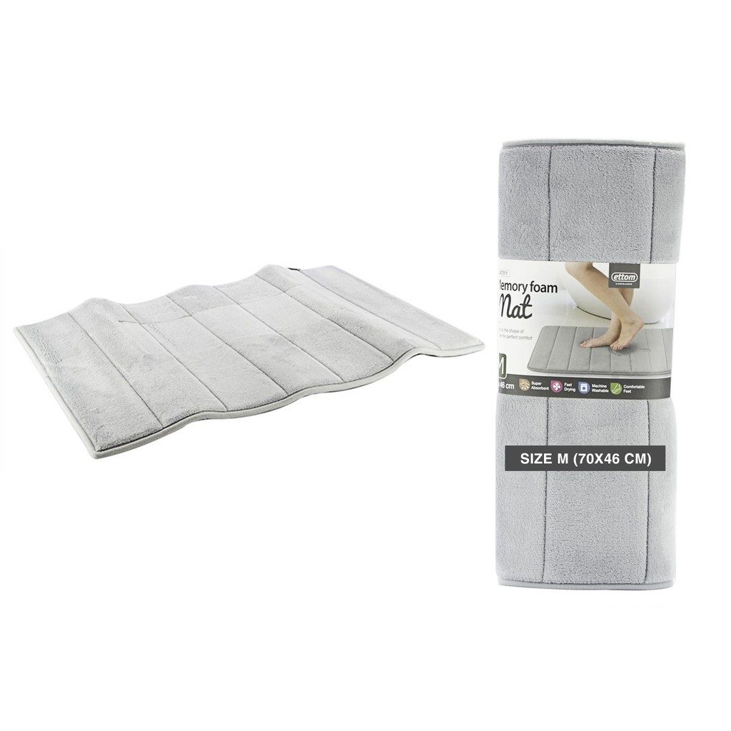 MAT511GRY-Thảm chùi chân memory foam - Stripe, size M-460*700-15, màu xám.