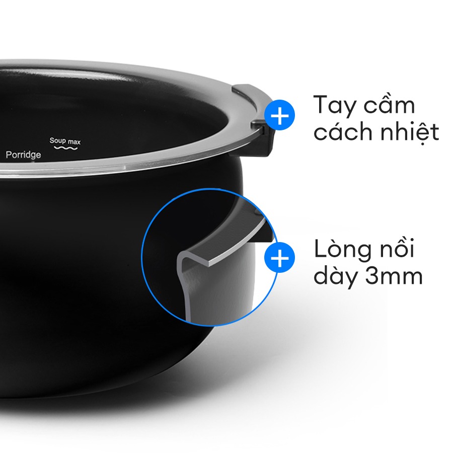 EJR586BLK-Nồi cơm điện cao tần Locknlock IH rice cooker - 220V, 50Hz, 1100W, 1.2L- Màu đen