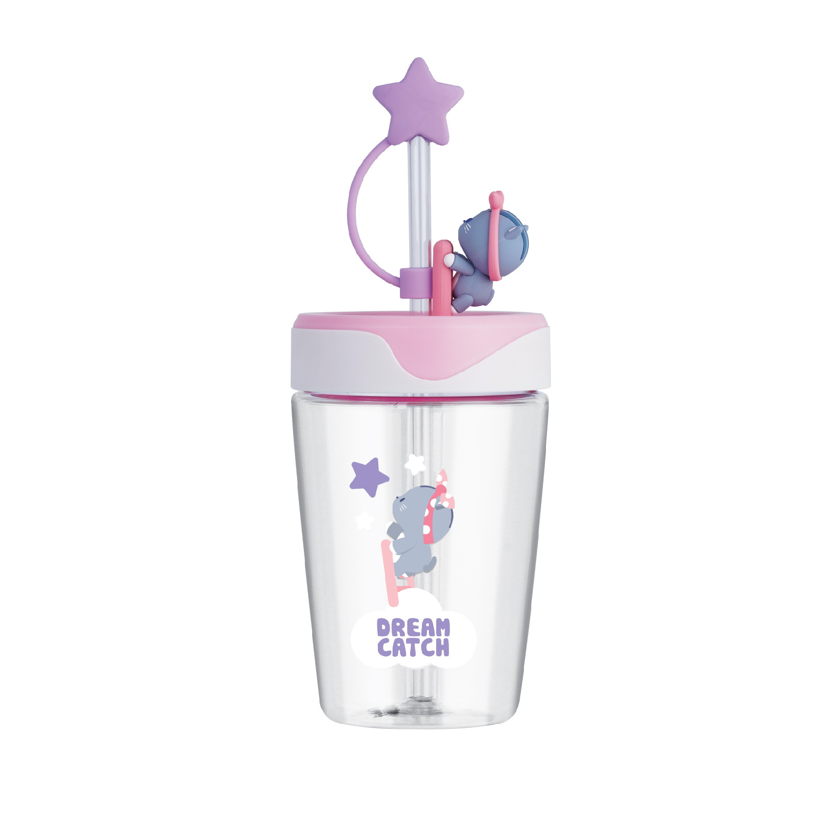 ABF779PUP - Ly nhựa LocknLock Dream Catcher 520ml có nắp đậy ống hút - Màu tím