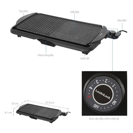 EJG231 - Vỉ nướng điện, 52*27cm, 220-240V, AC50-60HZ, 2000W - Màu đen