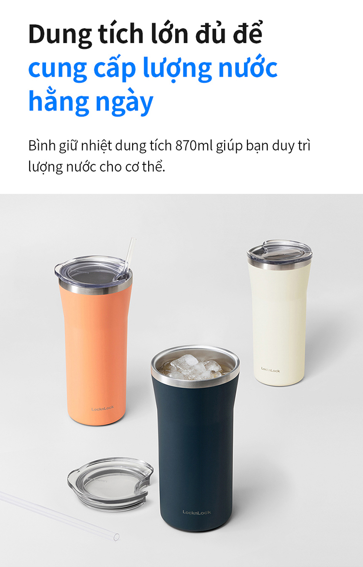 LHC4325IVY - Bình giữ nhiệt LocknLock Daily Essential 870ml - Màu ngà
