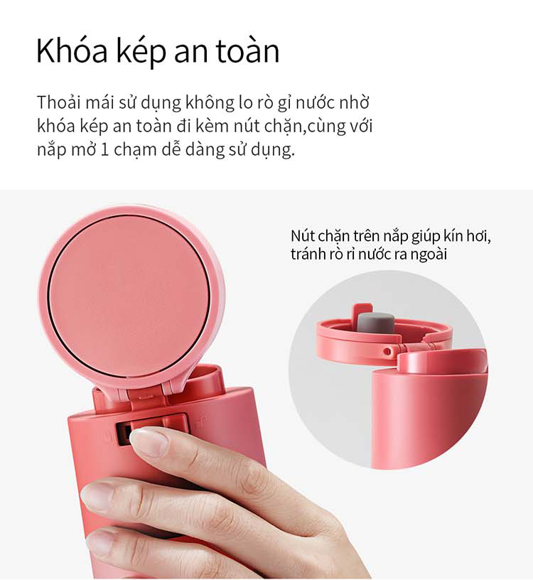 LHC3275YRED - Bình giữ nhiệt LocknLock Hidden Moon 490ml - Màu coral