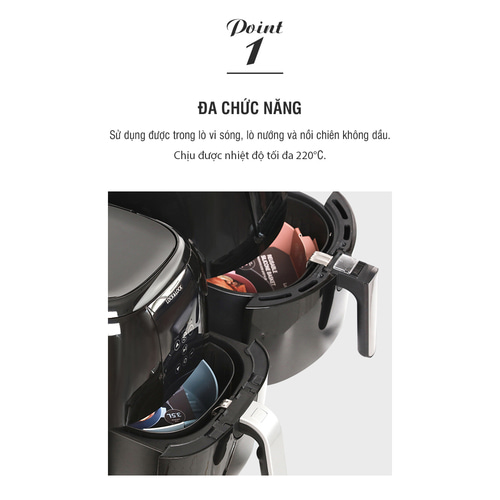 CKB003BLU – KHAY SILICONE dành cho nồi chiên không dầu và lò vi sóng LnL, 210X185X70MM – Màu xanh dương