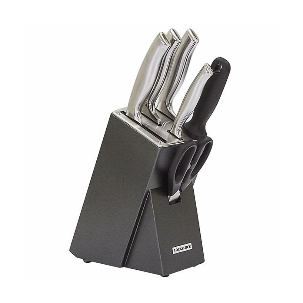 CKK301 - Bộ dao 7 món L&L, thép không gỉ (4 dao,1 kéo,1 đồ mài,1 hộp đựng dao) - Màu đen