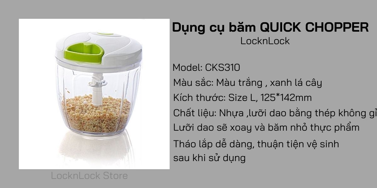 CKS310 - Dụng cụ băm nhỏ thực phẩm Lock&Lock, Size L, 125*142mm