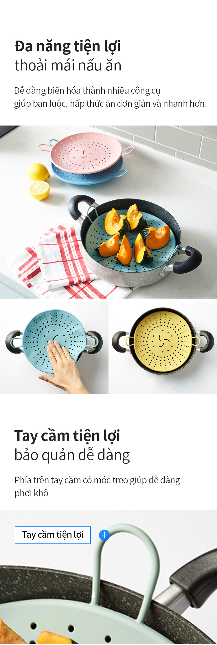 CKT204PIK-Xửng hấp bằng silicone có 2 tay cầm-Màu hồng