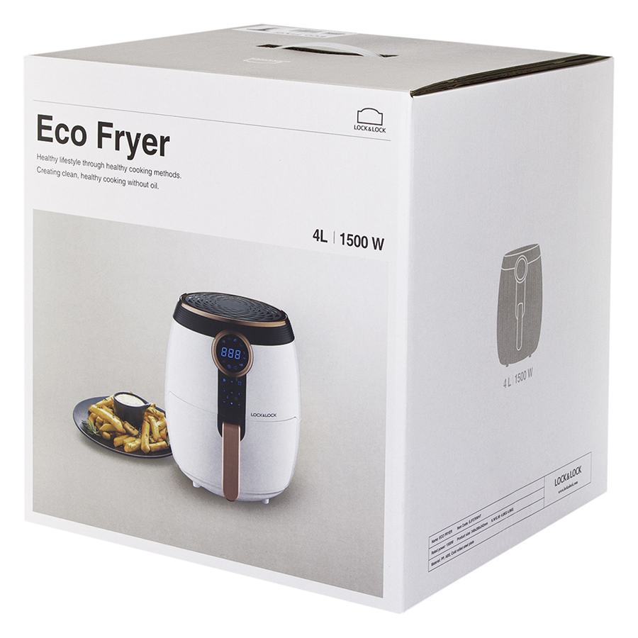 EJF376W-Nồi chiên không dầu L&L 1500W-4L-màu trắng
