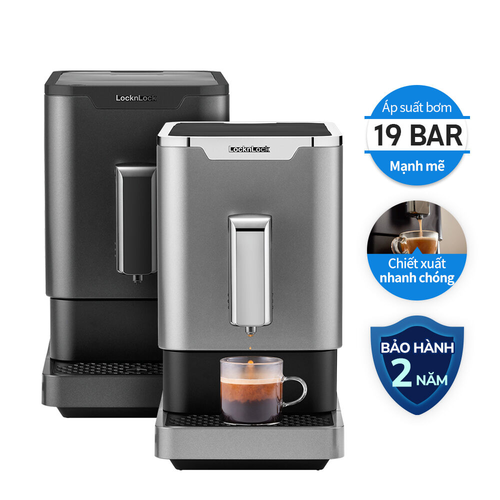 EJC636BLK - Máy pha cà phê Locknlock Espresso Machine 220V, 50Hz, 1235W - Màu đen