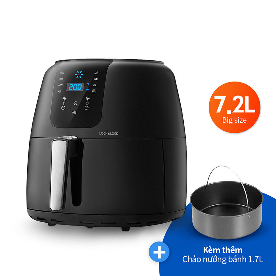 EJF296BLK - Nồi Chiên Không Dầu, Lock&Lock Super Jumbo Air Fryer, 7.2L, 220-240V, 50/60Hz, 1800W- Màu đen