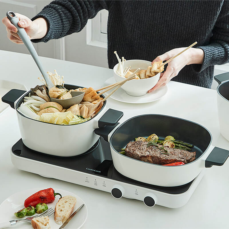 EJI326WHT - Bếp điện từ đôi LocknLock Square double induction, 220-240V, 50/60Hz, 1500W+1300W - Màu trắng