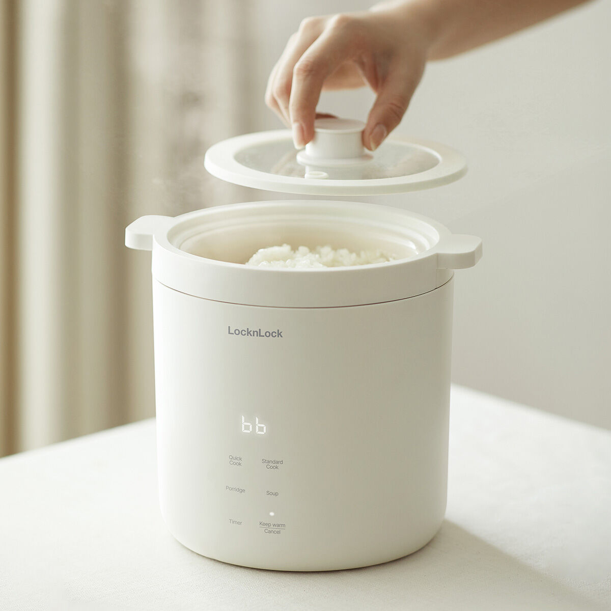 EJR314IVY - Nồi cơm điện mini LocknLock Mini rice cooker 220V, 50Hz, 300W, 0.6L - Màu ngà