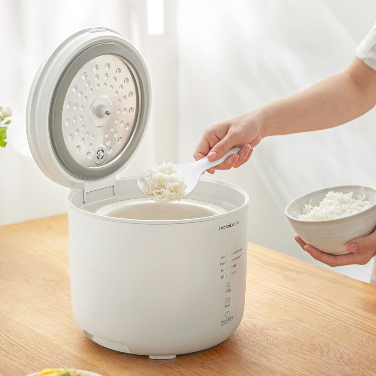 EJR334IVY - Nồi cơm điện Locknlock Donggeurami rice cooker 220V, 50Hz, 400W, 1.0L- Màu ngà
