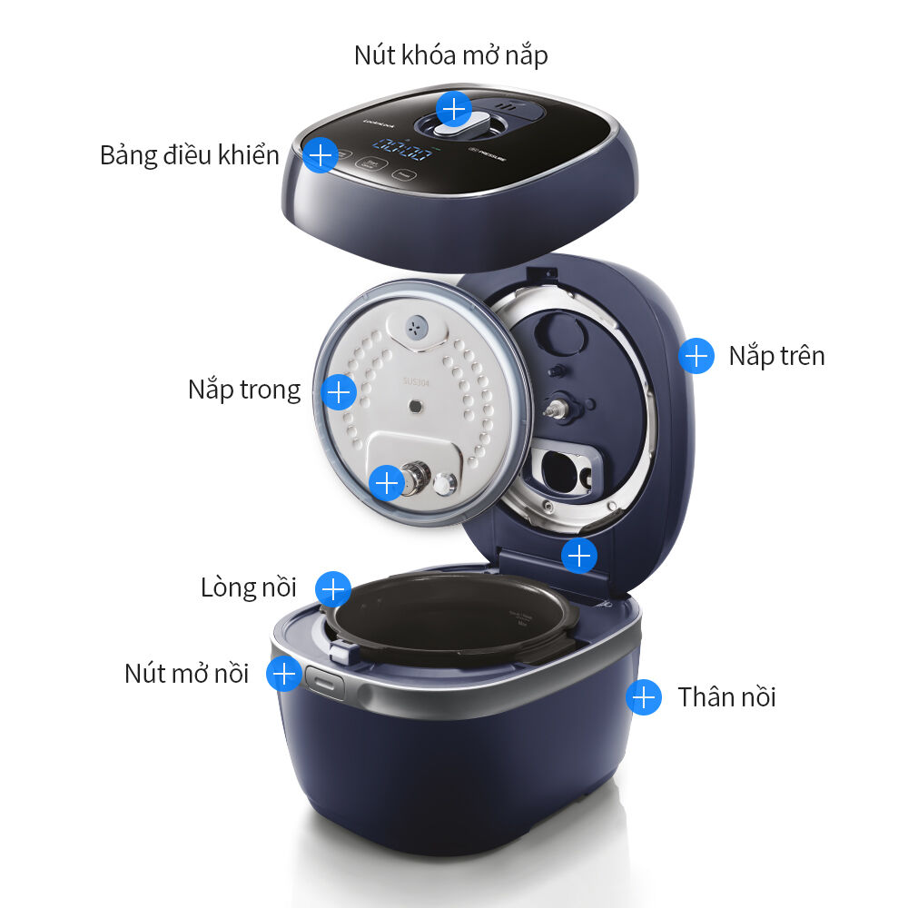 EJR526GRY - Nồi cơm điện cao tần Locknlock IH pressure rice cooker -220V, 50Hz, 1300W, 1.8L- Màu xám
