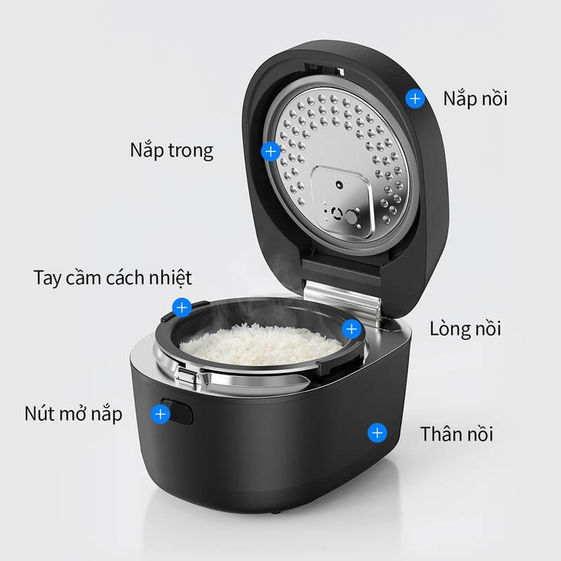 EJR586BLK-Nồi cơm điện cao tần Locknlock IH rice cooker - 220V, 50Hz, 1100W, 1.2L- Màu đen