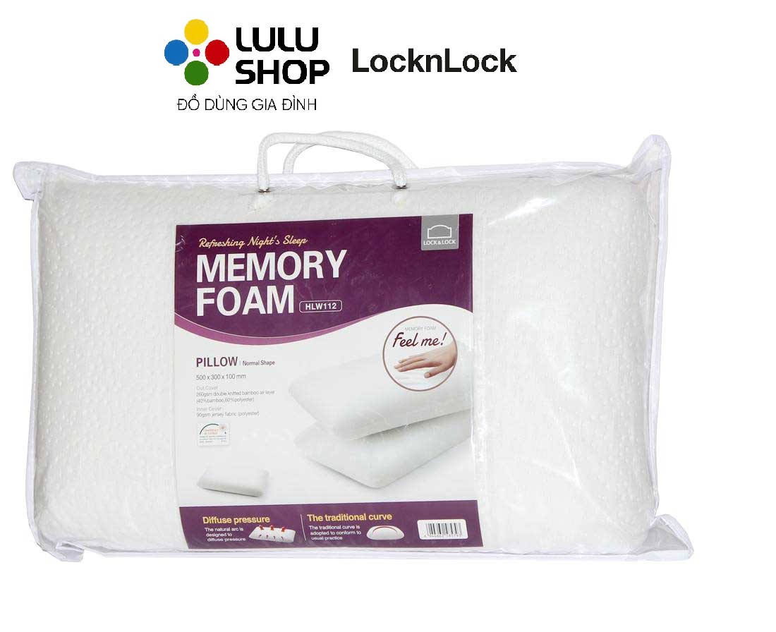 HLW112 - Gối Memory foam 50D, hình dáng thường, kích thước 500*300*100mm, trọng lượng 500g