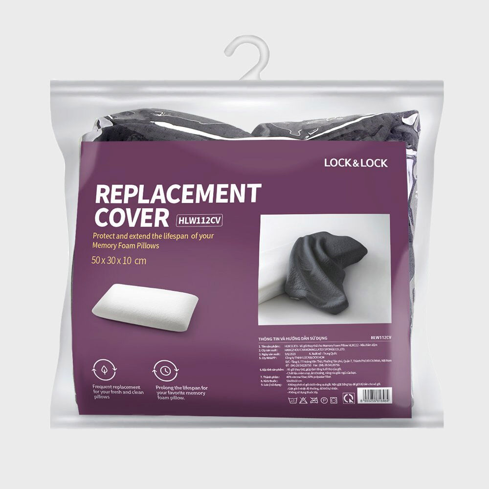 HLW112CV - Vỏ gối thay thế cho Memory Foam Pillow HLW112 - Màu xám đậm