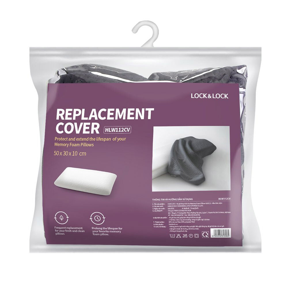 HLW112CV - Vỏ gối thay thế cho Memory Foam Pillow HLW112 - Màu xám đậm