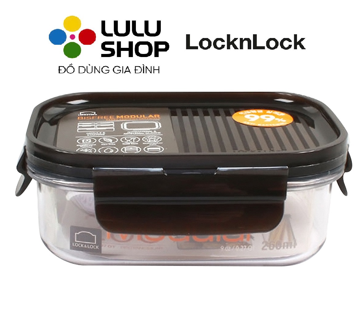 LBF401 - Hộp bảo quản thực phẩm hình chữ nhật Bisfree Modular 260ml