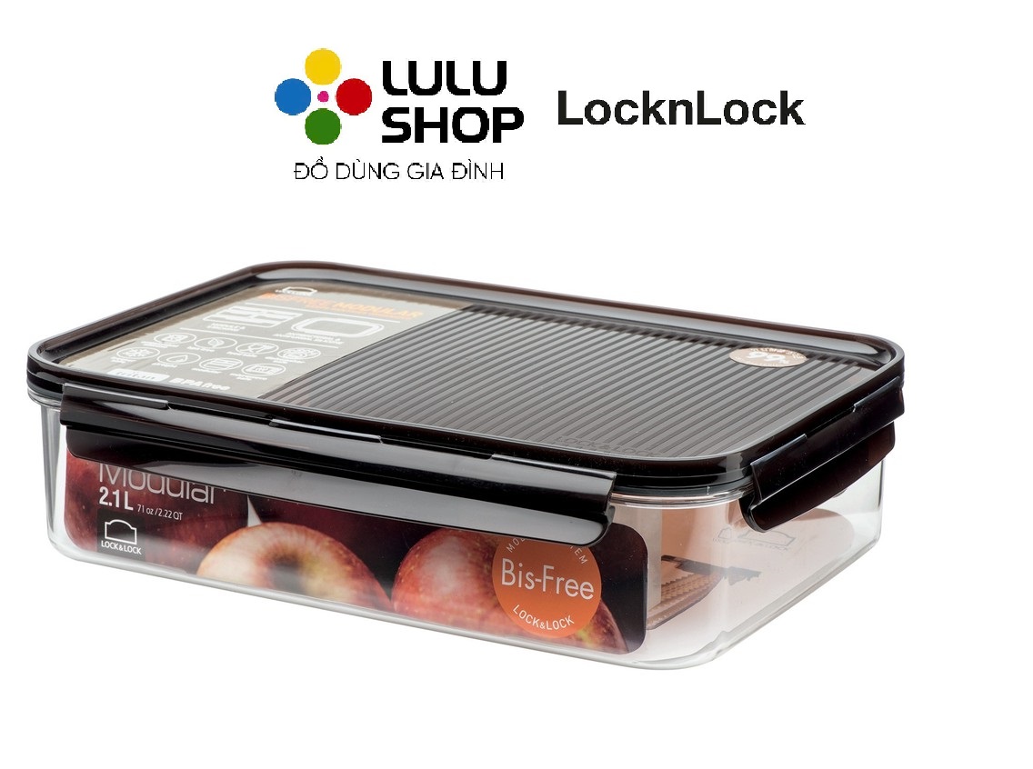 LBF406 - Hộp bảo quản thực phẩm hình chữ nhật Lock&Lock Bisfree Modular  2.1L - Màu nâu