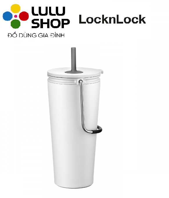 LHC4268WHT - Bình giữ nhiệt có ống hút LocknLock Bucket Tumbler with Straw - Màu trắng