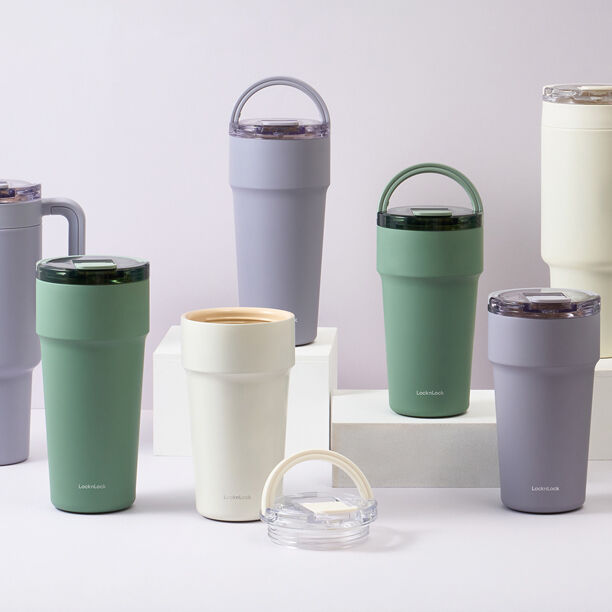 LHC4419KKI - Bình giữ nhiệt LocknLock Metro cafe top handle 900ml - Màu khaki