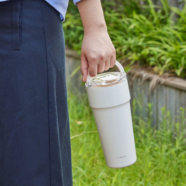 LHC4419KKI - Bình giữ nhiệt LocknLock Metro cafe top handle 900ml - Màu khaki