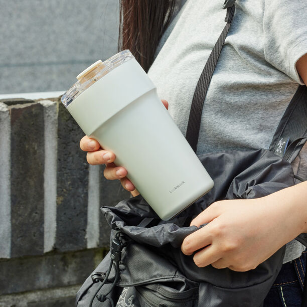 LHC4419KKI - Bình giữ nhiệt LocknLock Metro cafe top handle 900ml - Màu khaki