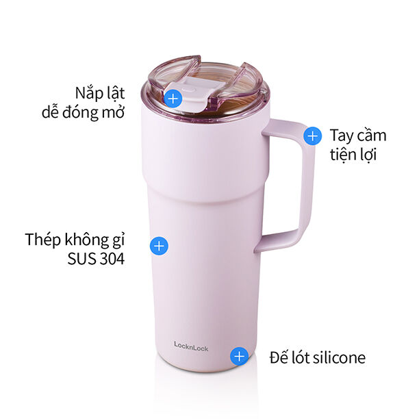 LHC4418CHO - Bình giữ nhiệt LocknLock Metro cafe handle 750ml - Màu chocolate