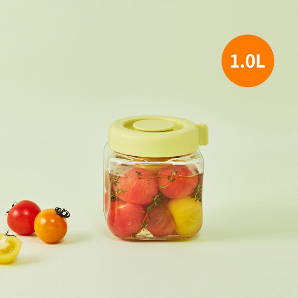 LNG557YGRN- Hũ đựng thực phẩm bằng thủy tinh LocknLock Daily  Breathing - 1.6L - Màu xanh lá cây