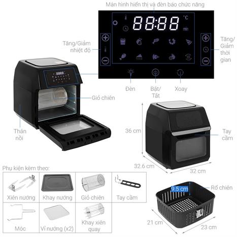 EJF696BLK-LÒ NƯỚNG CHÂN KHÔNG,12L,BLK,220-240V, 50/60Hz, 1800W