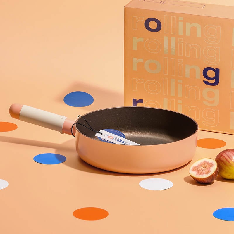 LOP1225IH - Chảo sâu lòng LocknLock Rolling Pop IH 22cm 1 tay cầm - Màu hồng nhạt