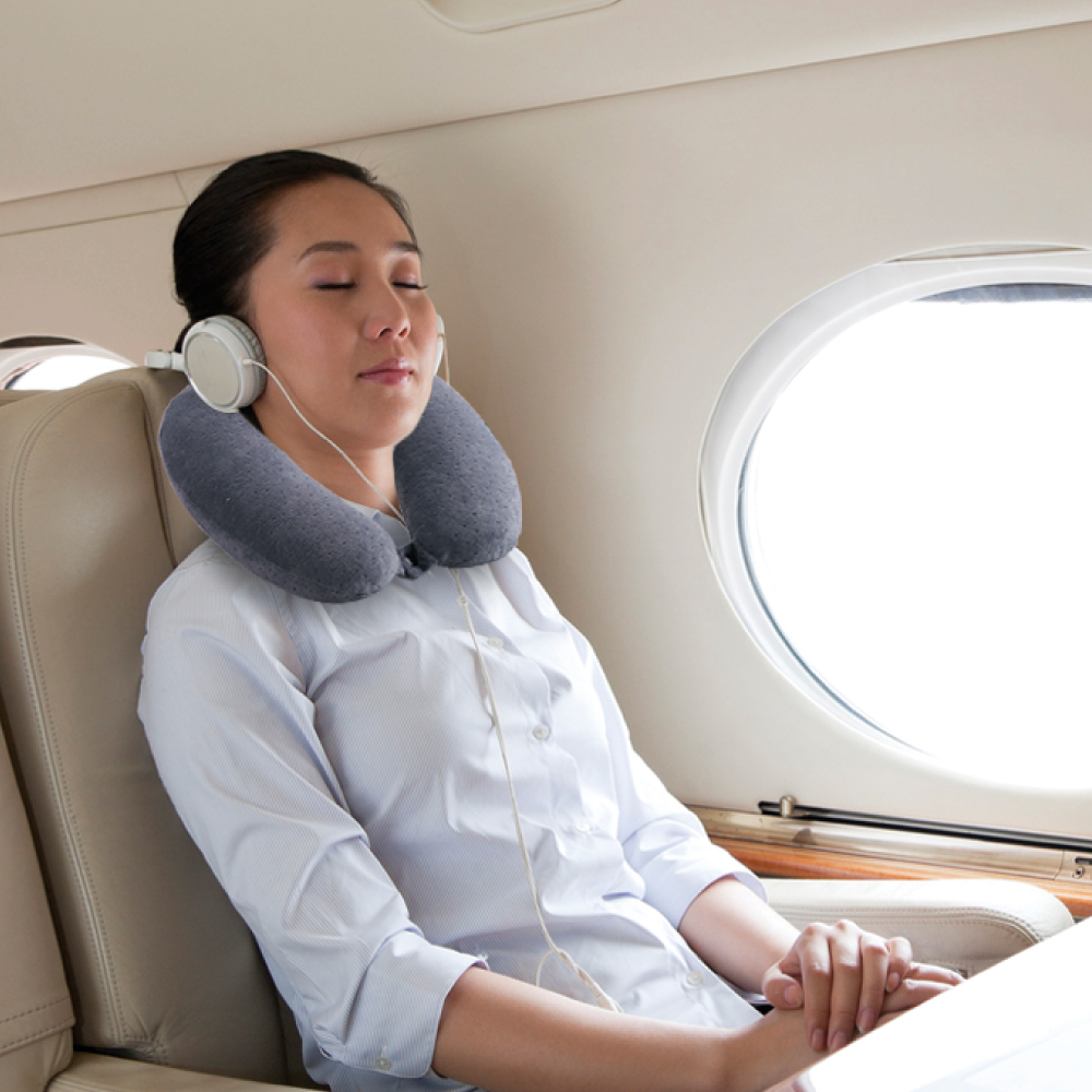 LTZ852GRY - Gối kê cổ memory foam Velvet, 28*28cm, màu xám