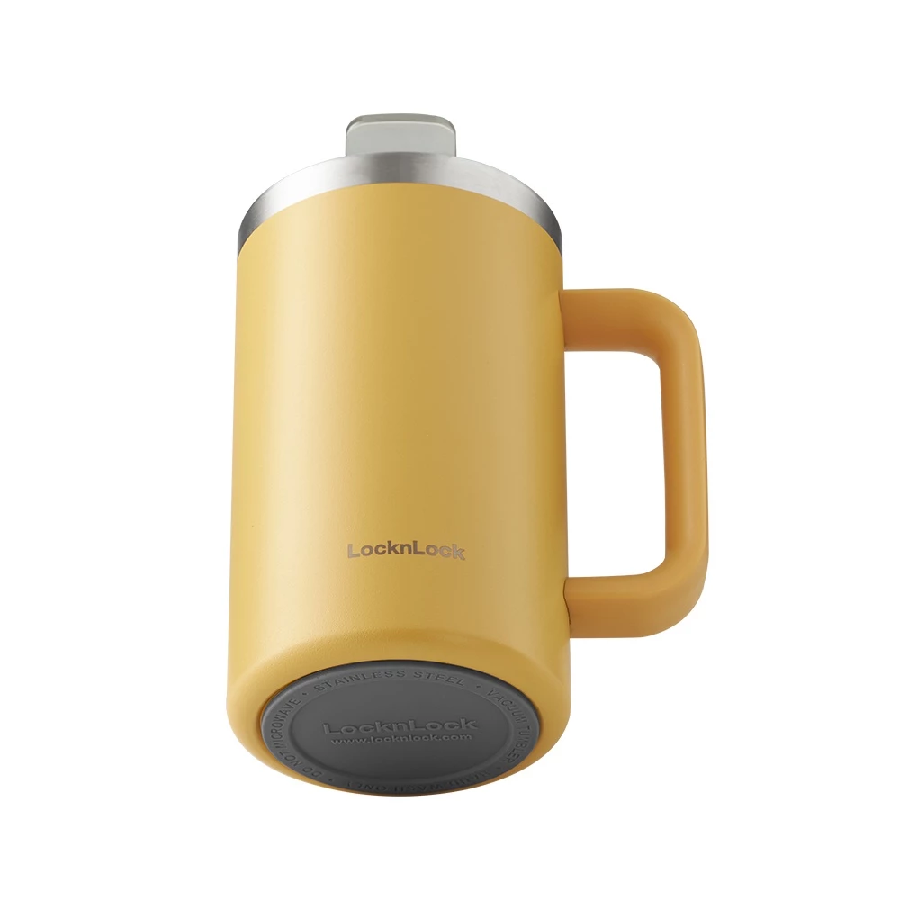 LHC4320YEL - Ca nước giữ nhiệt LocknLock Flat Table Mug 730ml - Màu vàng