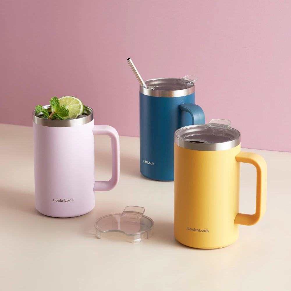 LHC4320VOL - Ca nước giữ nhiệt LocknLock Flat Table Mug 730ml - Màu tím