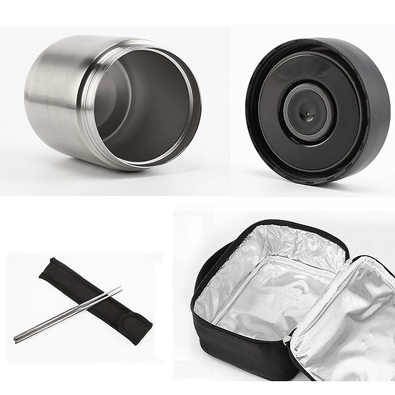 LHC8031SLV - Bộ hộp cơm giữ nhiệt Lock&Lock bằng thép không gỉ (460ml*1, 420ml*1, 280ml*1, đũa*1, túi*1) - Màu bạc