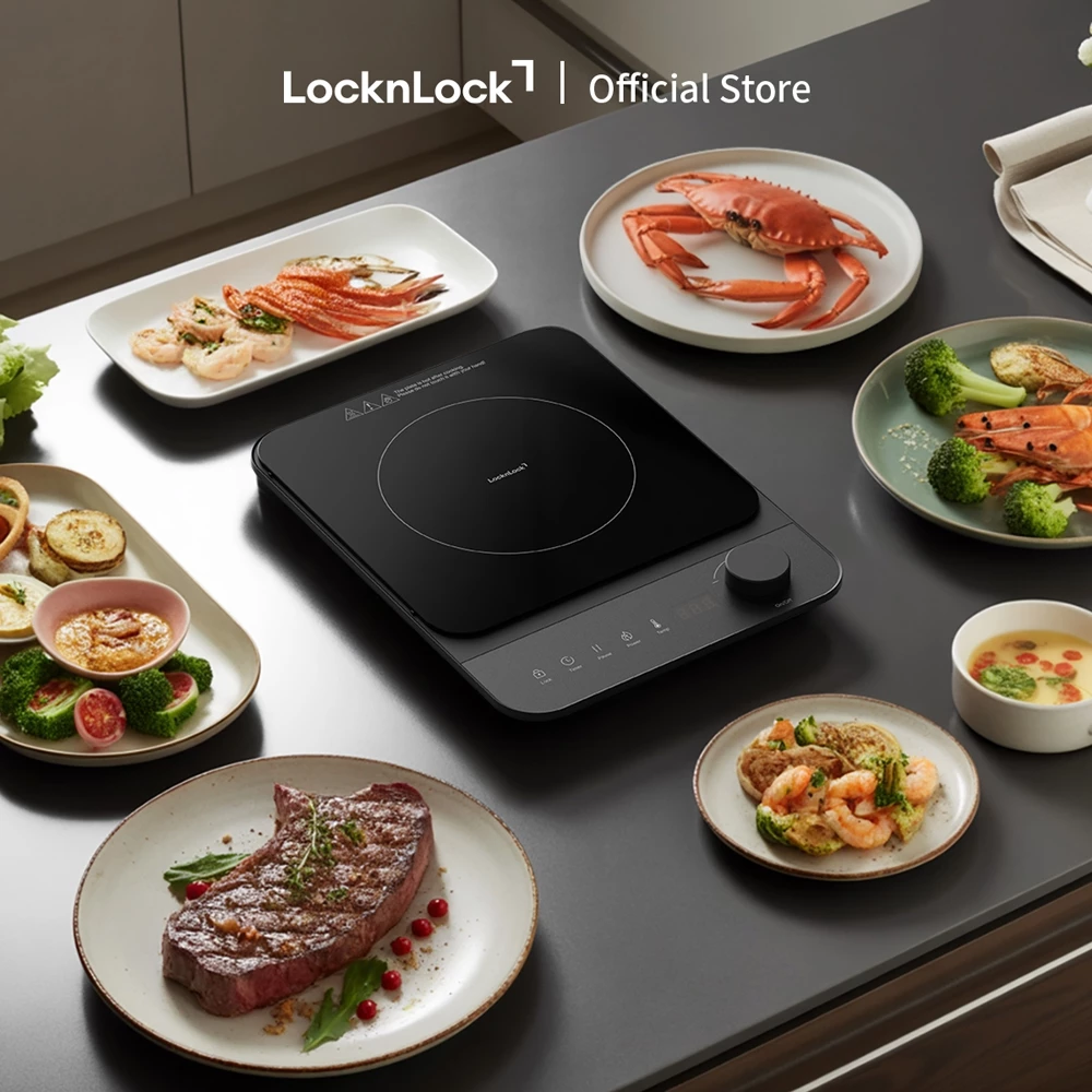 EJI351BLK - Bếp điện từ Locknlock Easy clean induction cooker 220V, 50Hz, 2000W - Màu đen