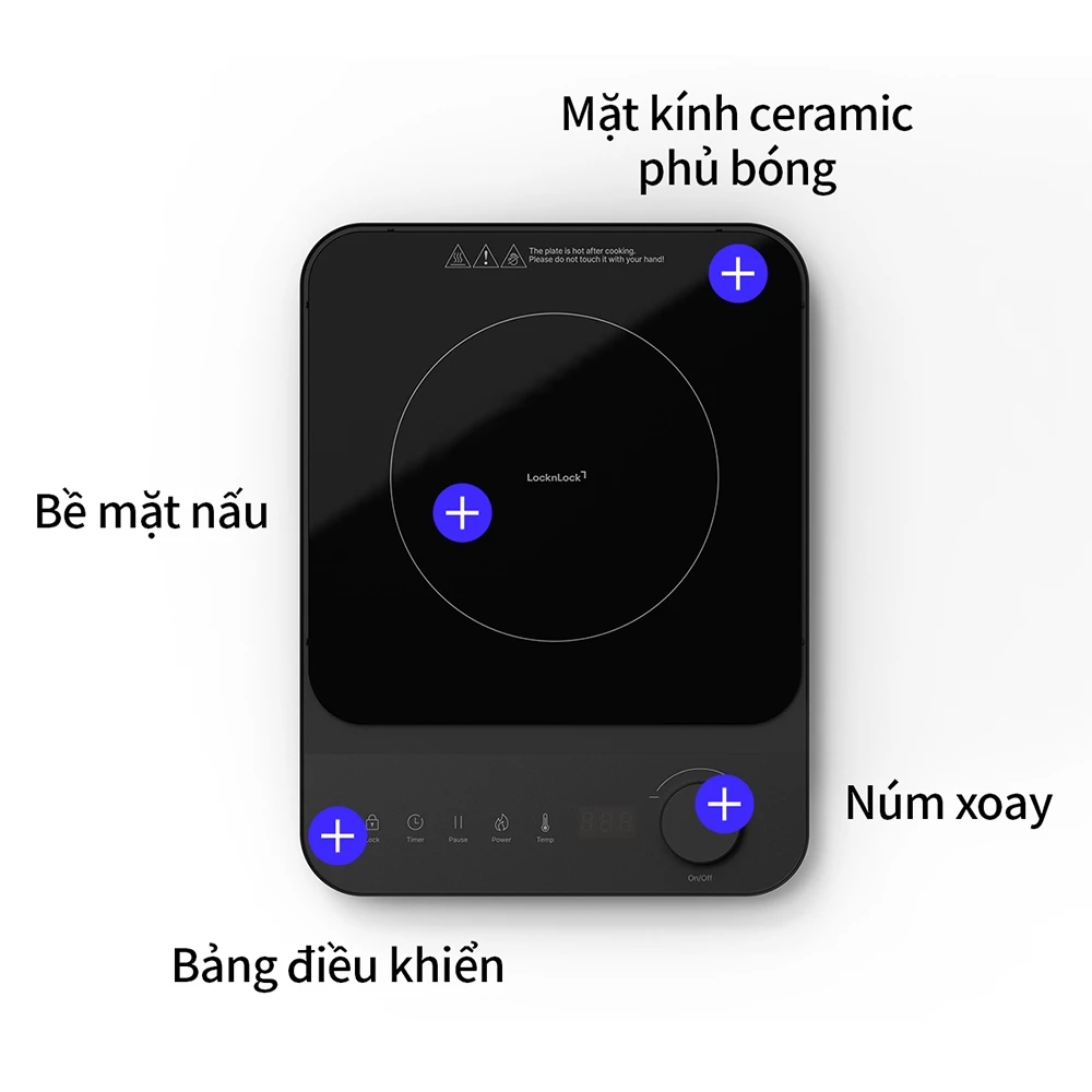 EJI351BLK - Bếp điện từ Locknlock Easy clean induction cooker 220V, 50Hz, 2000W - Màu đen