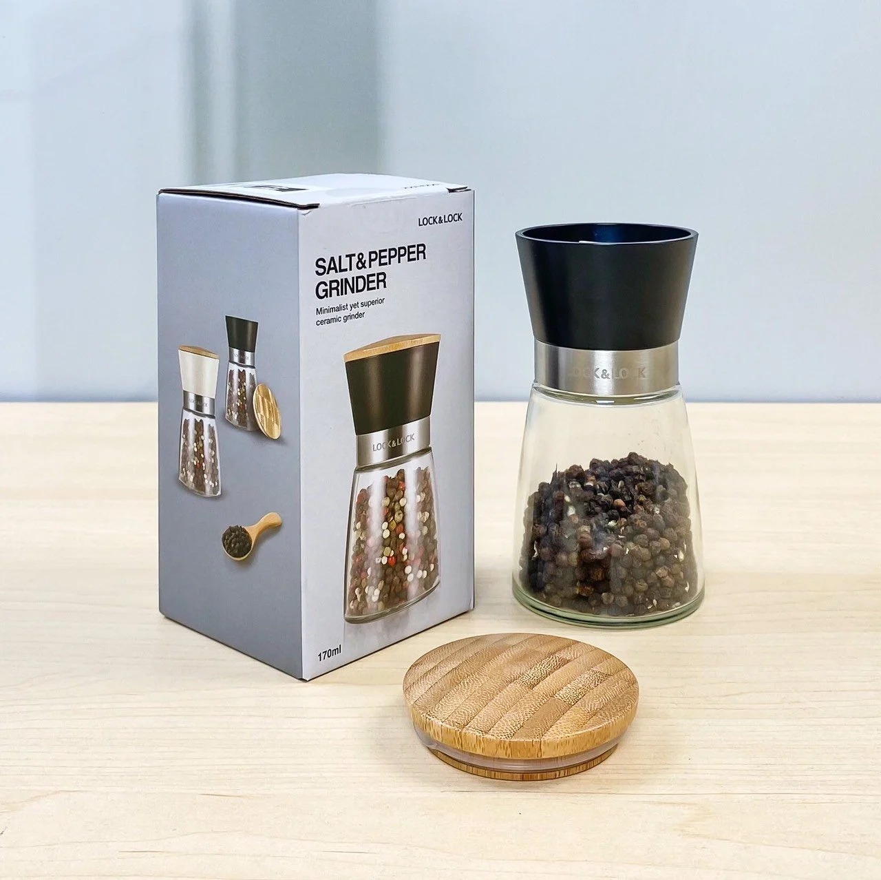 CKO116BLK - Hũ xay tiêu thủy tinh Lock&Lock 170ml - Màu đen