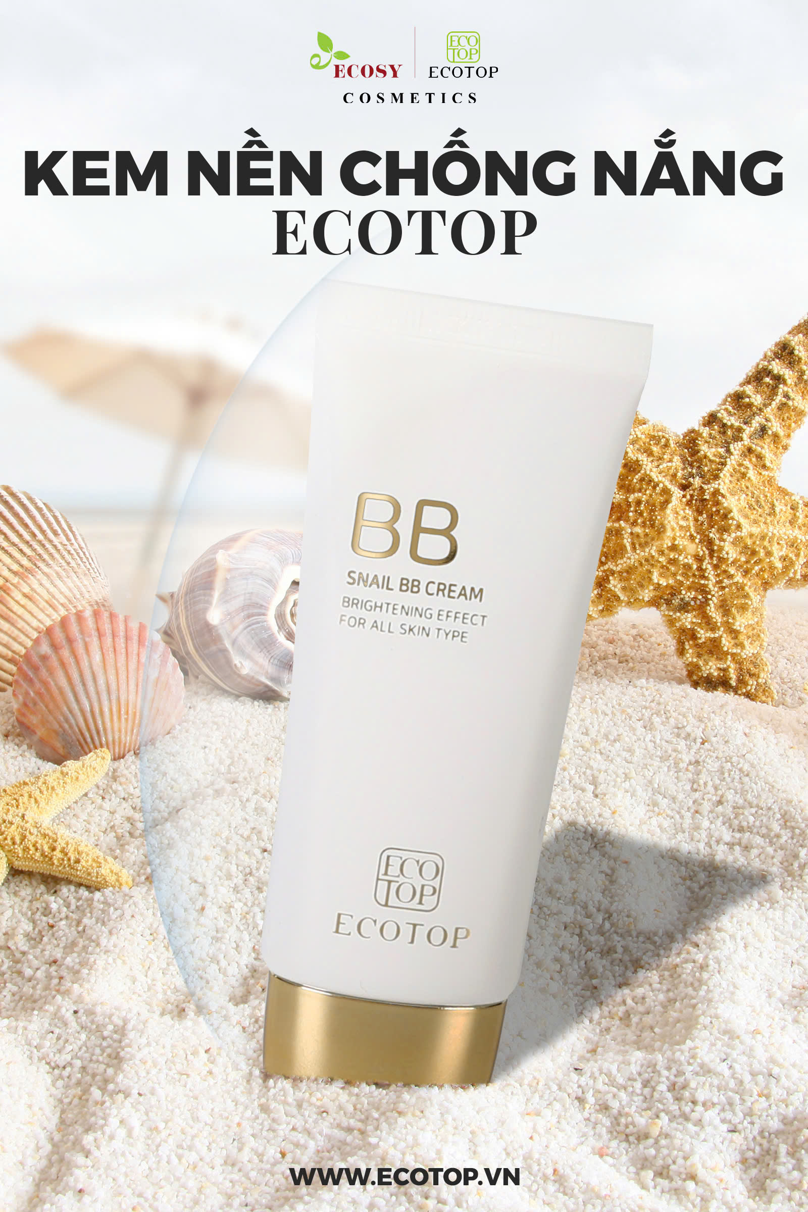 Kem Nền Chống Nắng Ốc Sên ECOTOP - Snail BB Cream SPF50+ PA+++ - Bí Quyết Cho Làn Da Hoàn Hảo