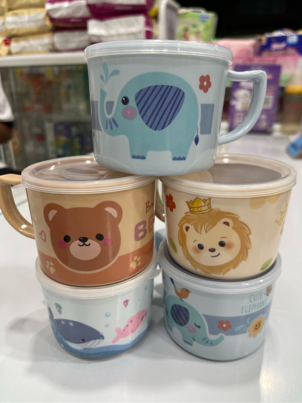 ca uống cốc nước sợi tre có nắp đậy honper in hình thú