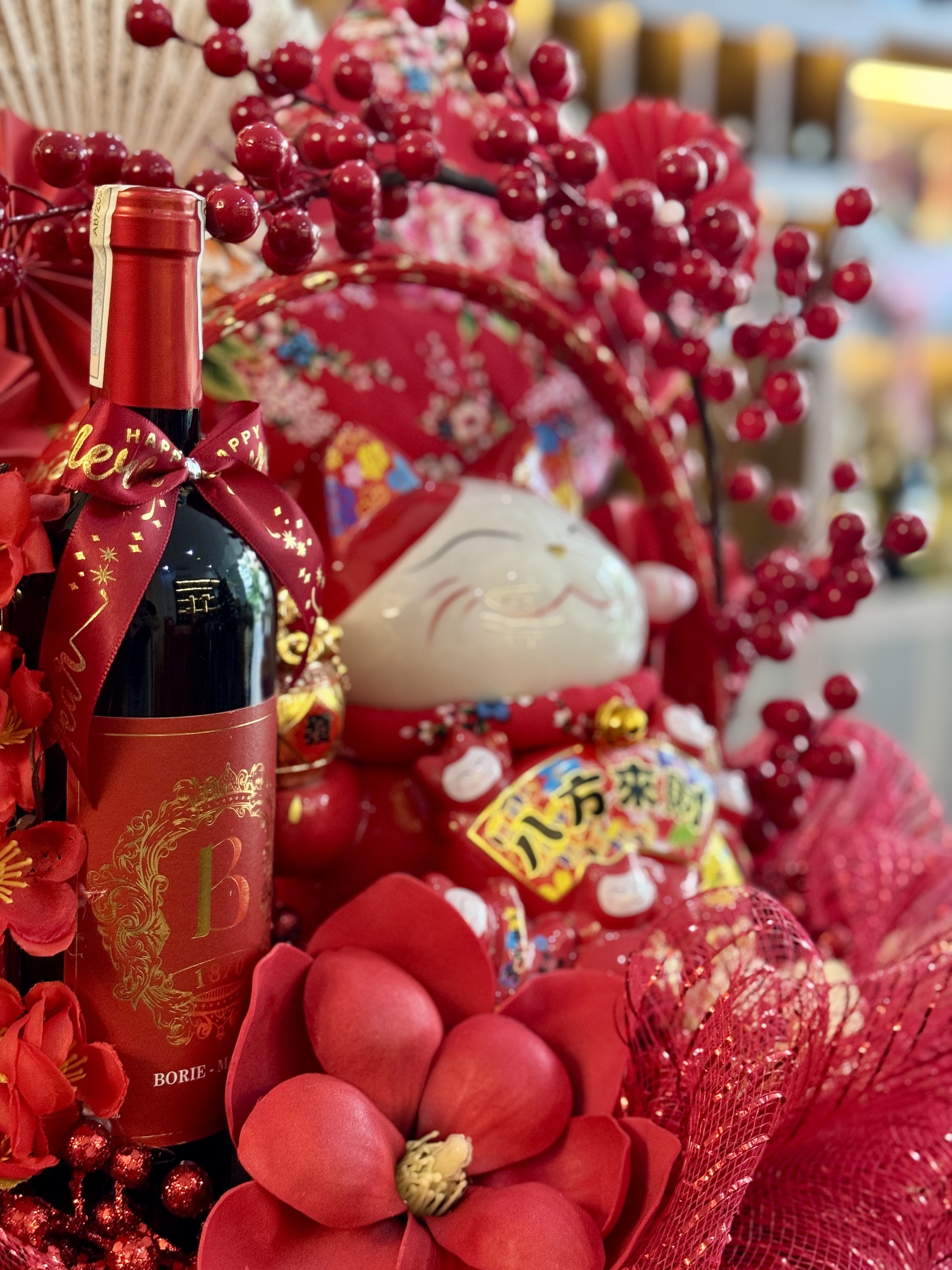 Lẵng quà Mèo may mắn Maneki Neko cỡ Đại