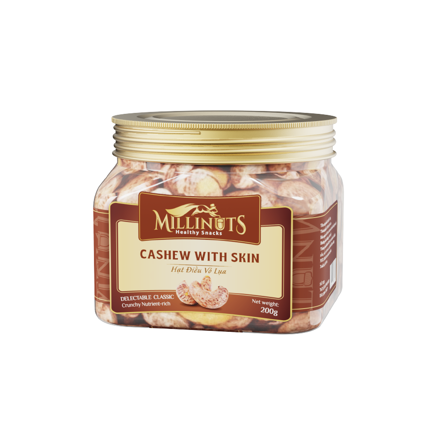 Hạt Điều Vỏ Lụa Rang Muối Millinuts Hũ 190g