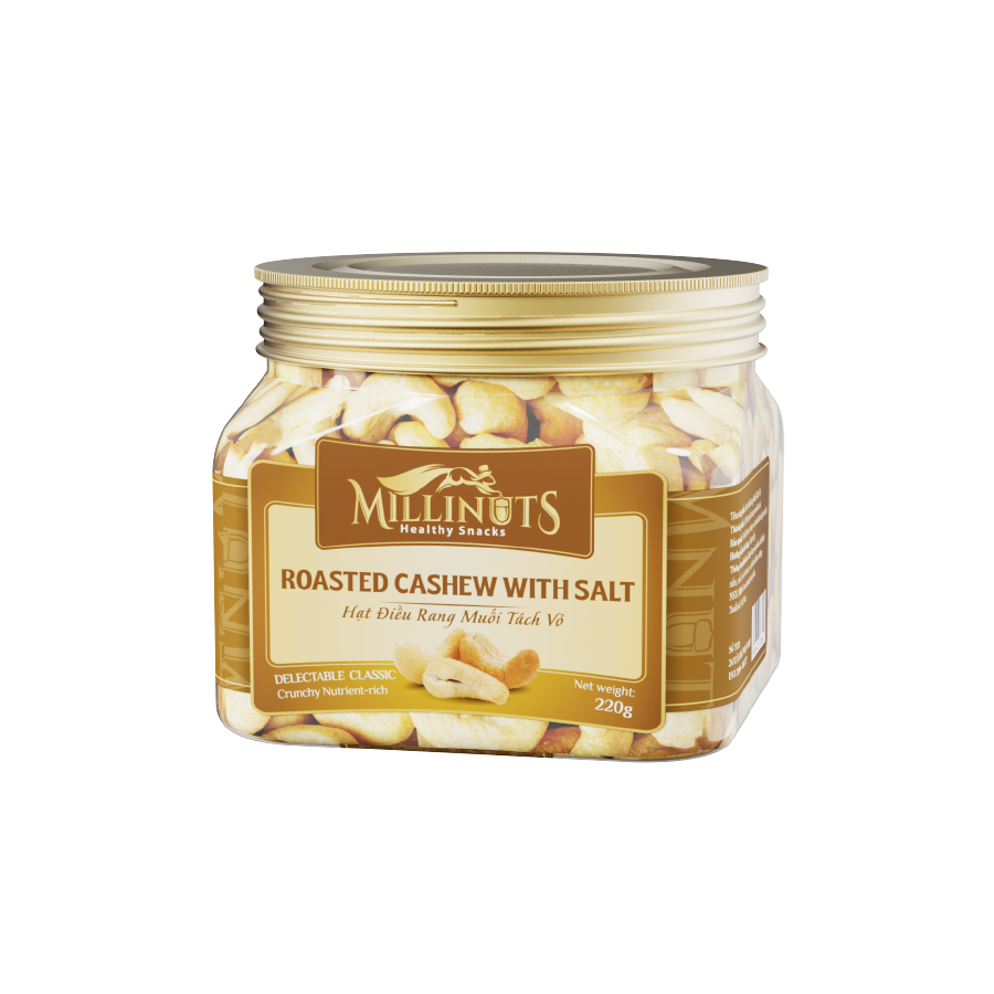 Hạt Điều Tách Vỏ Rang Muối Millinuts Hũ 210g