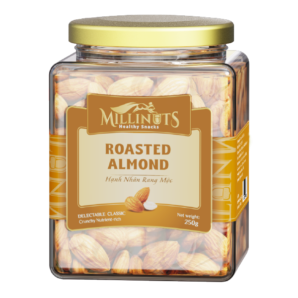 Hạnh Nhân Rang Mộc Millinuts Hũ Thuỷ Tinh 260g