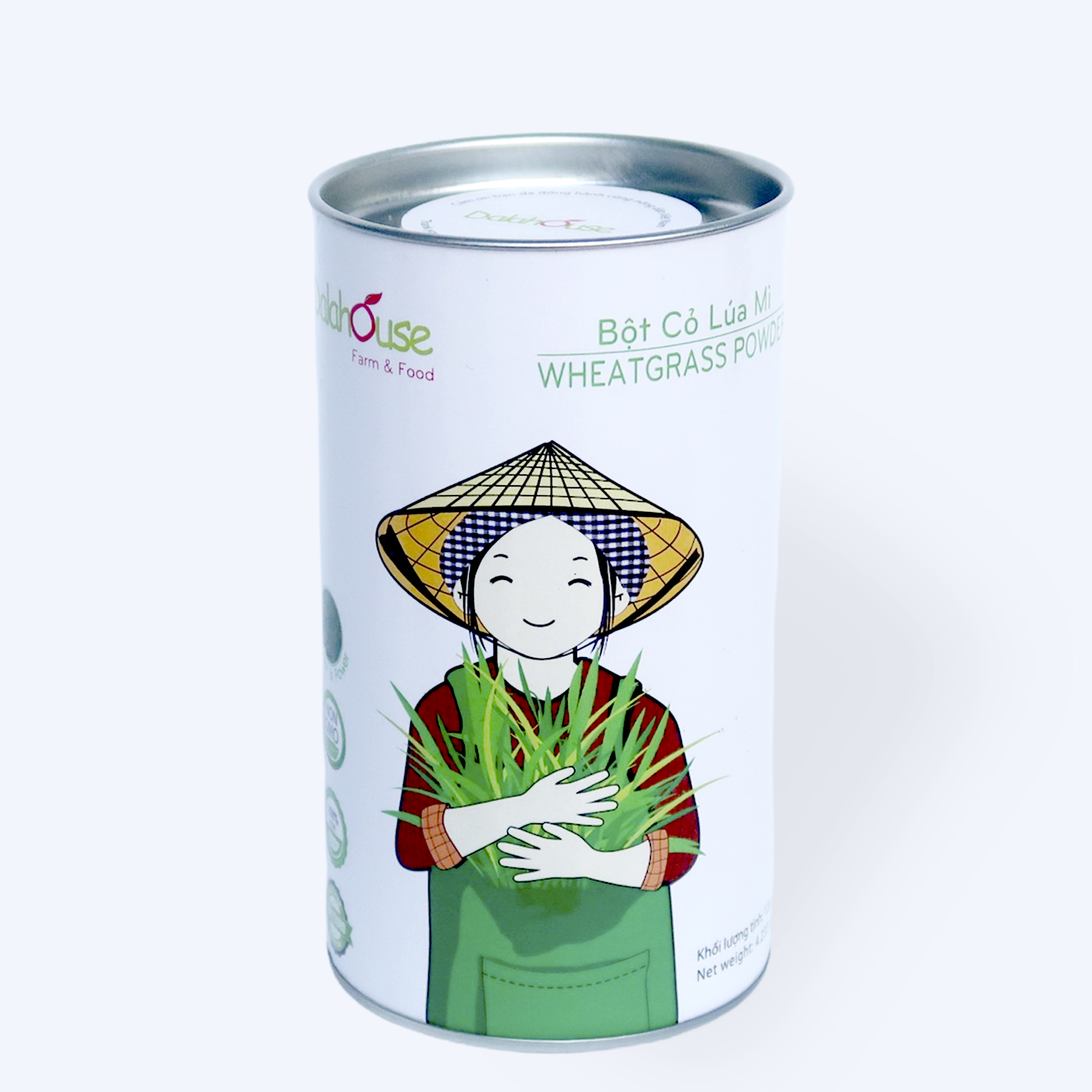 Bột Cỏ Lúa Mì Hữu Cơ Tươi Dalahouse Lon 120g