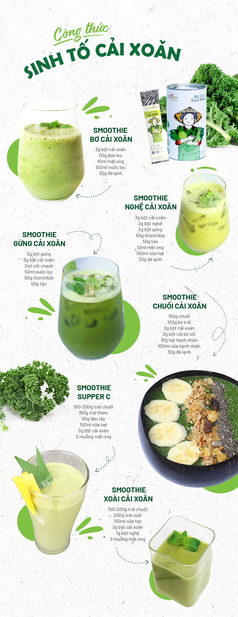 Bột Cải Xoăn (Cải KALE) Dalahouse Hộp 60g