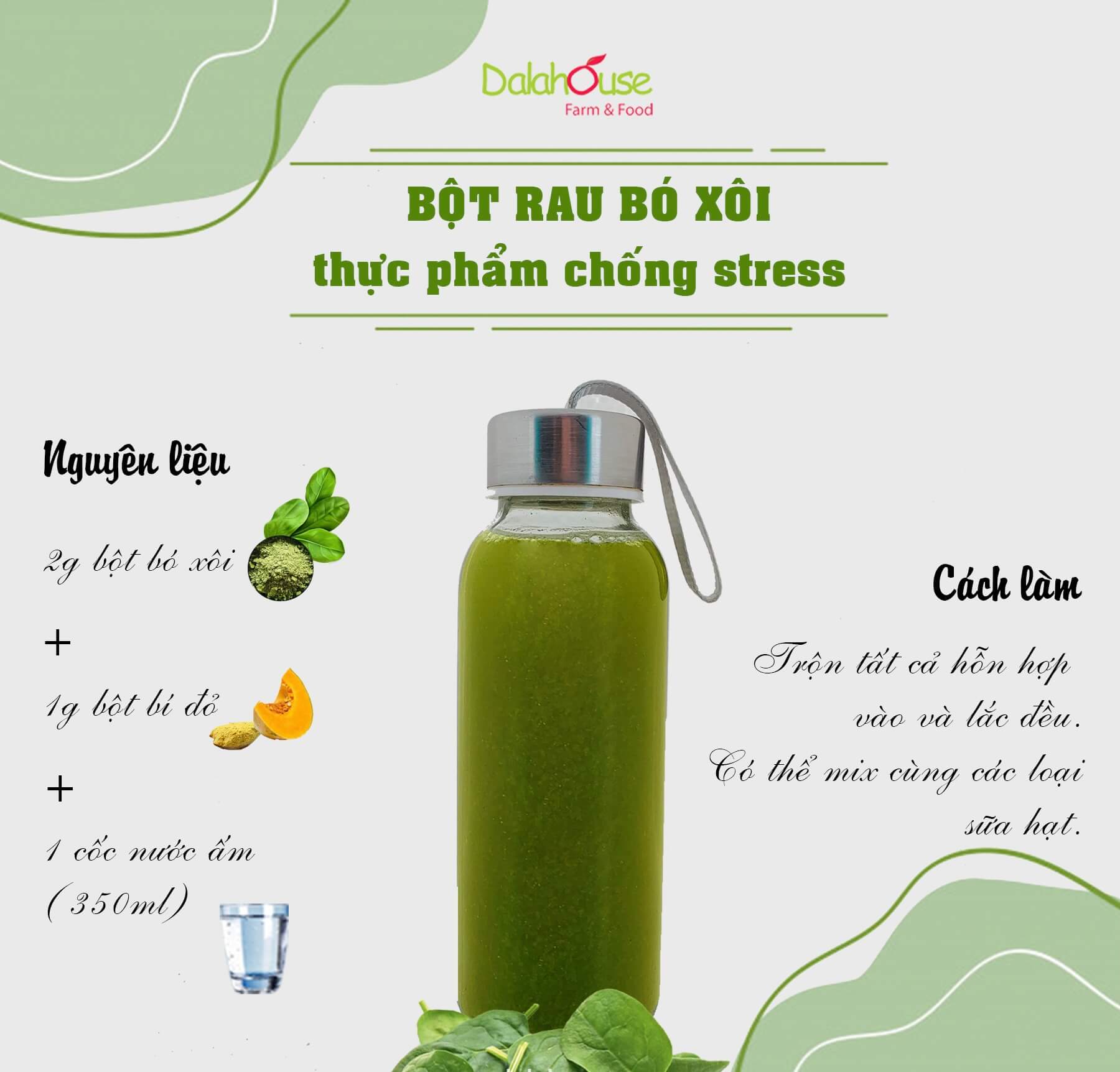 Bột Rau Bó Xôi Tươi Dalahouse Hộp 60g