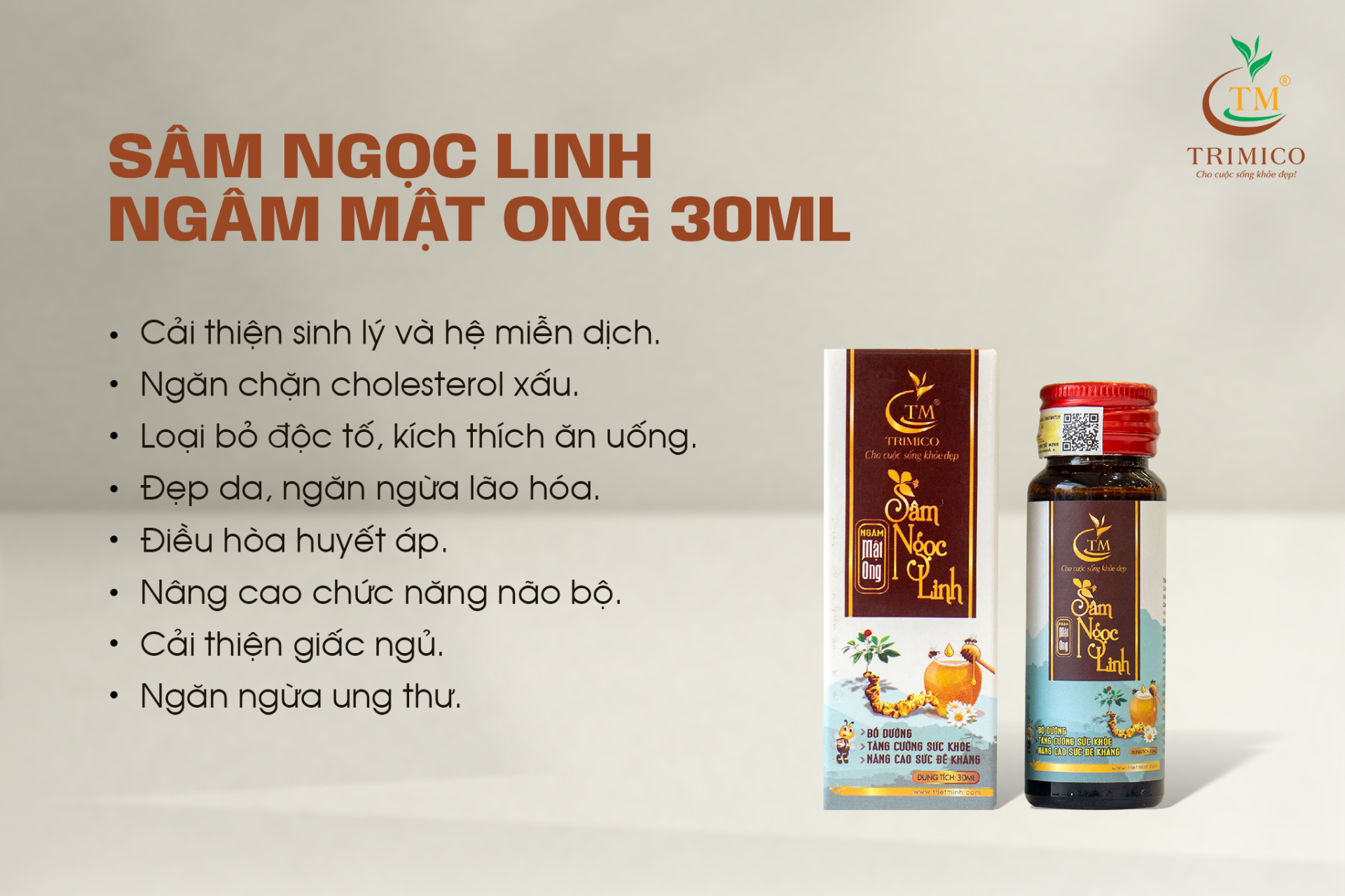 Sâm Ngọc Linh Ngâm Mật Ong Trimico Lọ 30ml