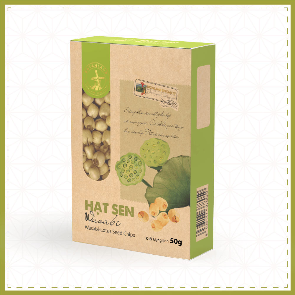 Hạt Sen Sấy Vị Wasabi Bazanland Hộp Giấy 50g